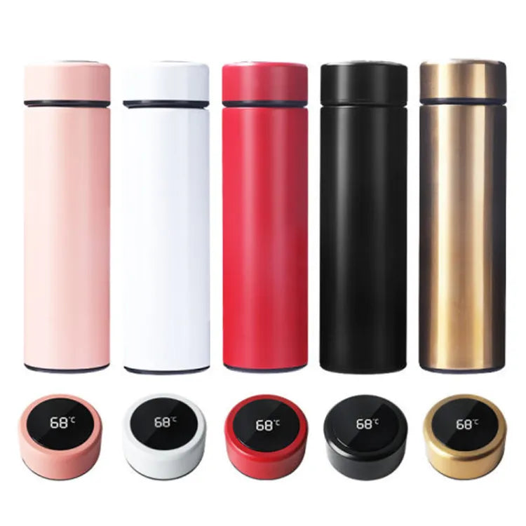 Smart Temperature Display Stainless Steel Thermal Vacuum Water Bottle (500ml) - Random Color