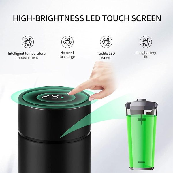 Smart Temperature Display Stainless Steel Thermal Vacuum Water Bottle (500ml) - Random Color