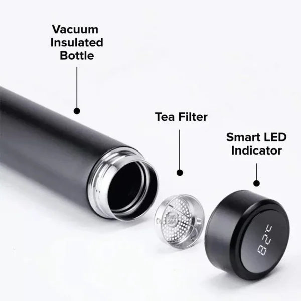 Smart Temperature Display Stainless Steel Thermal Vacuum Water Bottle (500ml) - Random Color