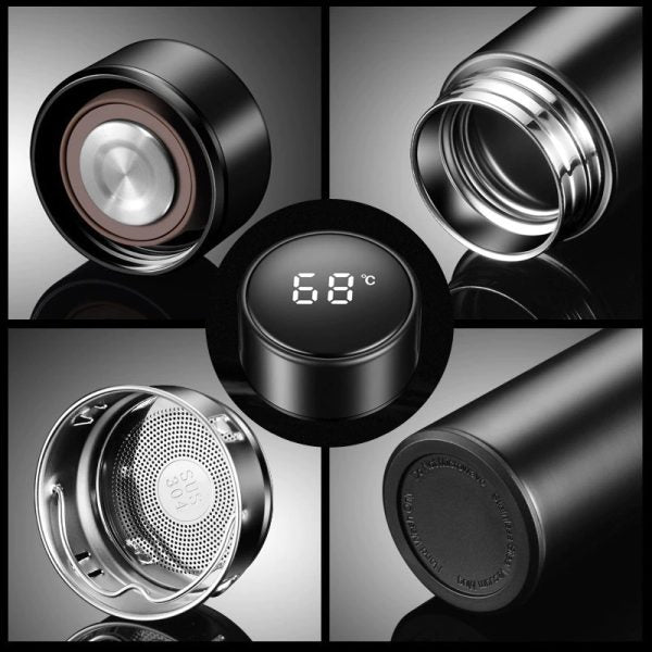 Smart Temperature Display Stainless Steel Thermal Vacuum Water Bottle (500ml) - Random Color