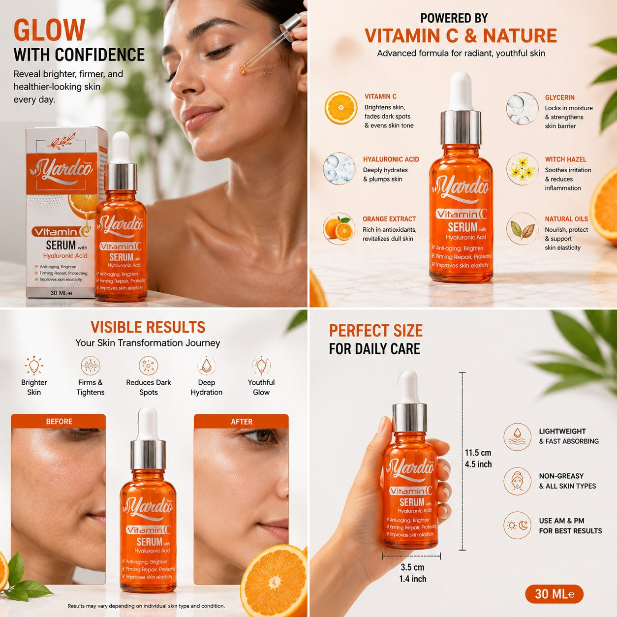 Vitamin C Face Serum with Hyaluronic Acid – Brightening & Anti-Aging 30ml