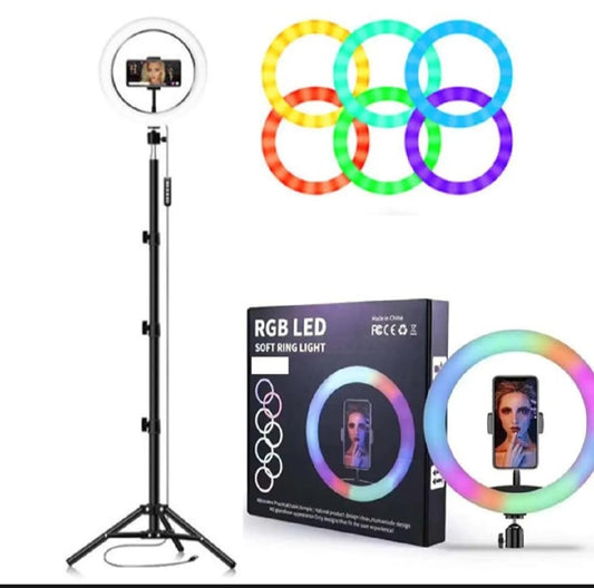 26cm RGB Ring Light MJ26 with 7-Foot Tripod Stand & Phone Holder for Video & Makeup
