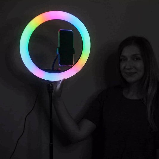 26cm RGB Ring Light MJ26 with 7-Foot Tripod Stand & Phone Holder for Video & Makeup