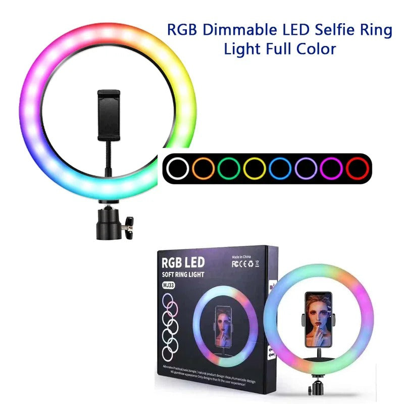 26cm RGB Ring Light MJ26 with 7-Foot Tripod Stand & Phone Holder for Video & Makeup