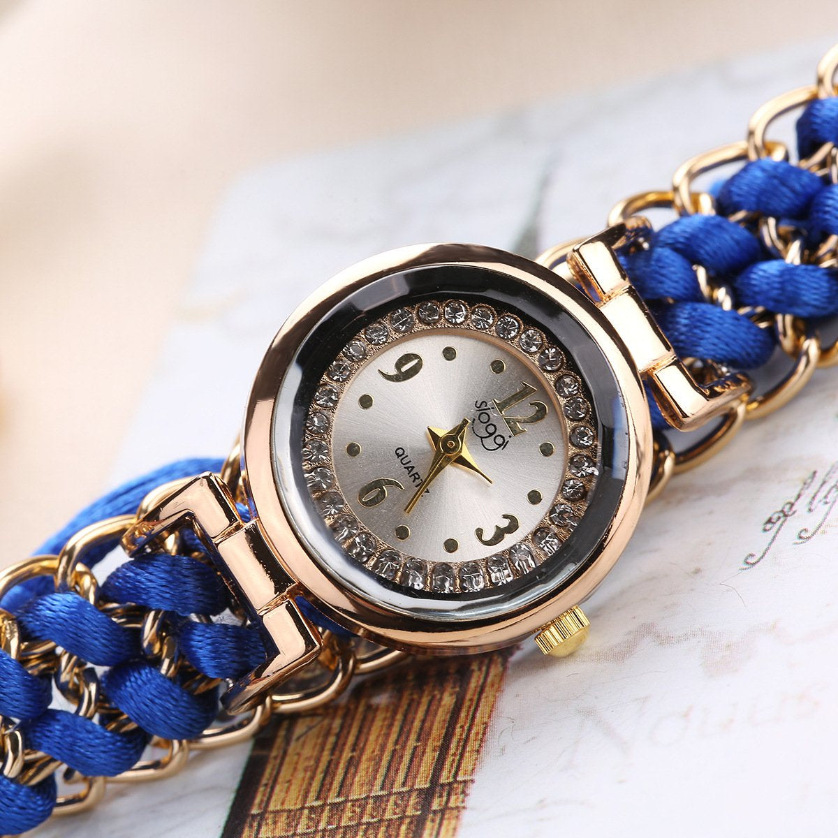 Girls Luxury Stylish Girls Analog Handmade Bracelet Rope Watch - Elegant Timepiece Featuring A Unique Woven Design - Black